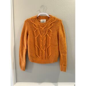 Abercrombie & Fitch Cable Knit Sweater Gold Orange Size S Pullover Crewneck